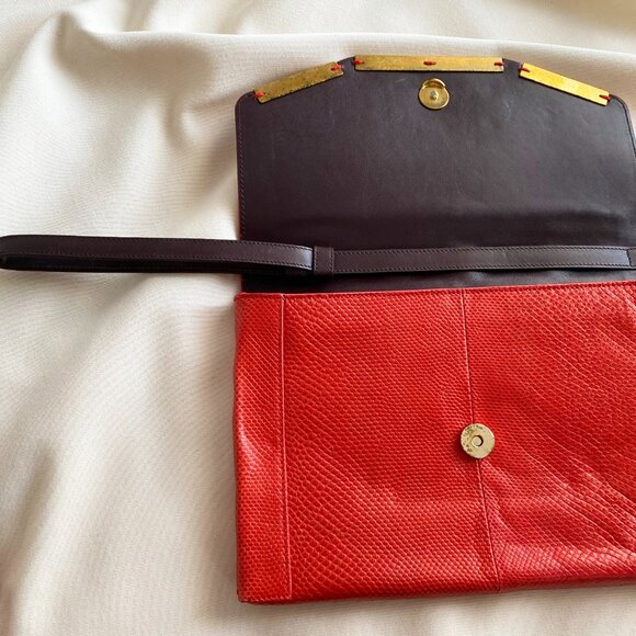 Lanvin Red Lizard Leather Miss Sartorial Wristlet/Clutch - Picture 5 of 14